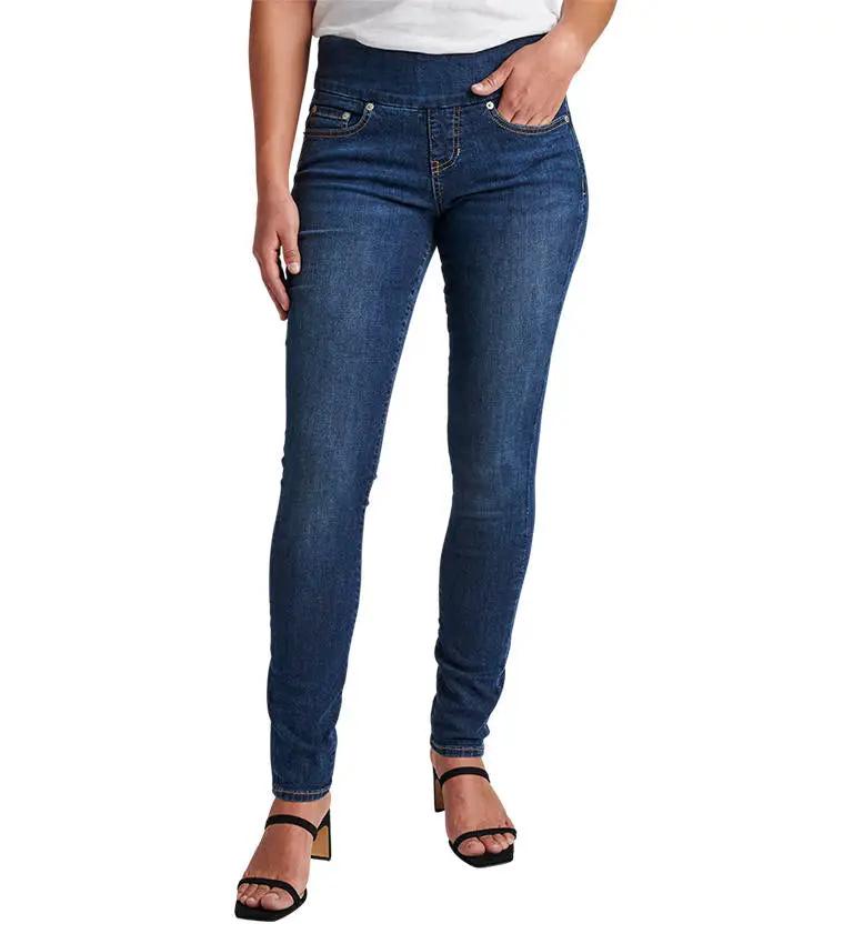 JAG Jeans Women's Petite Nora Mid Rise Skinny Pull-on Jeans, Anchor Blue, 8  Petite at  Women's Jeans store