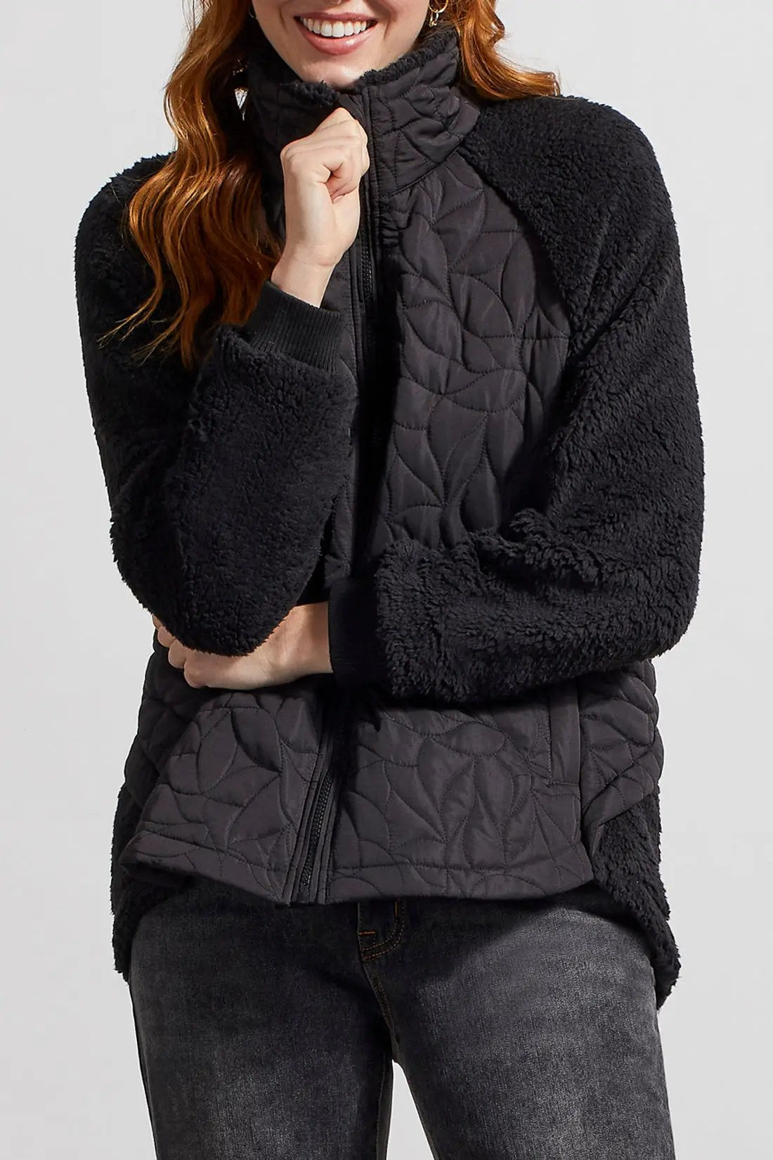 Quilted Detail Cozy Sherpa Coat