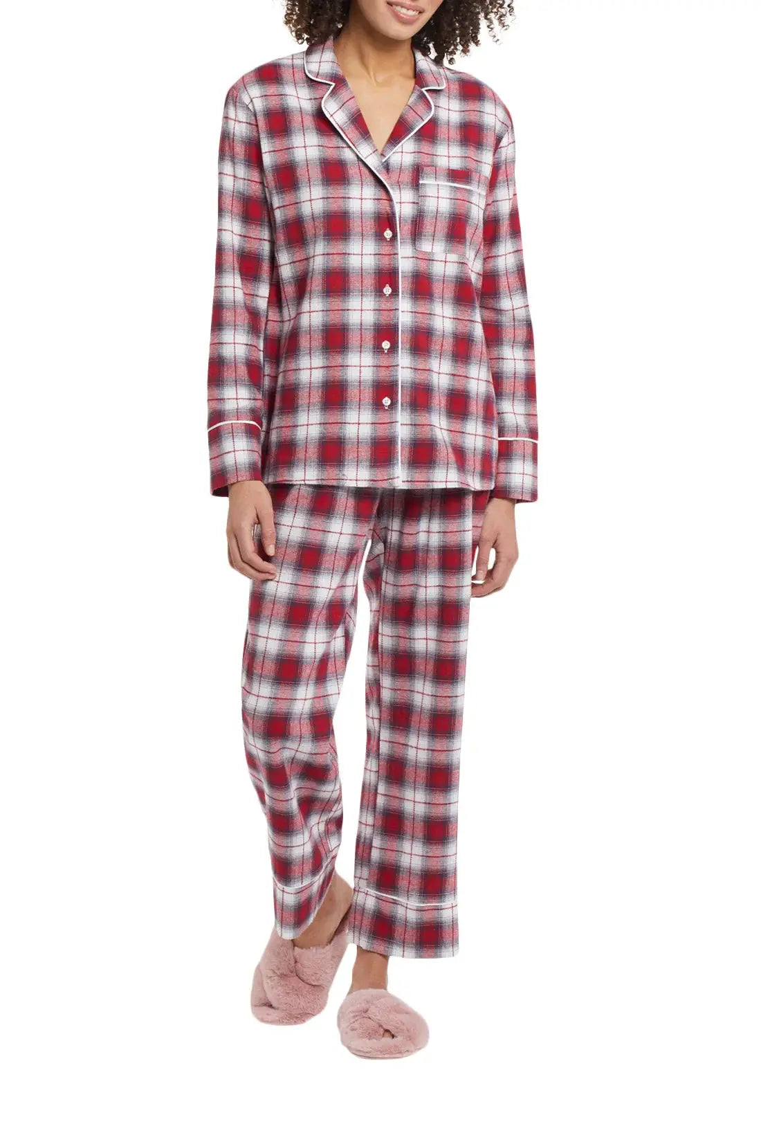 2 Piece Plaid Flannel Pajama Set Christmas Red M