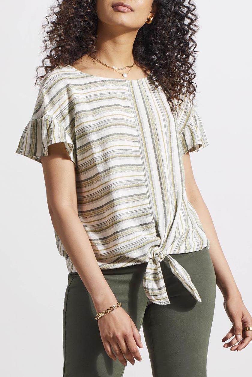 Tie Front Blouse with Frill Sleeves Tribal Strike The Pose