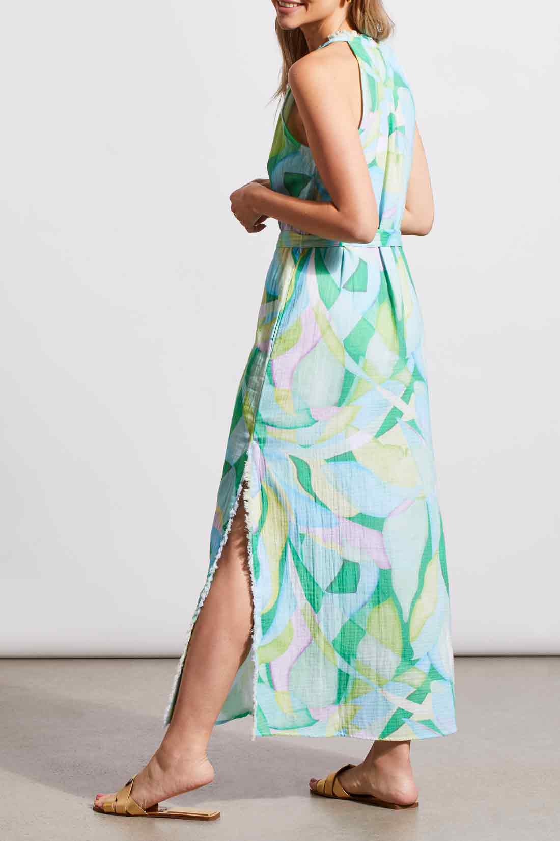 Halter Neck Maxi Dress with Sash Tribal